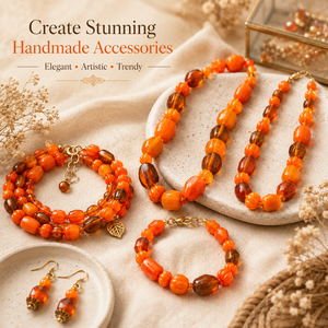 Decorative Orange Plain Glass Loose Beads Mixed Shape and Size Strand for DIY Bracelet Necklace Anklet Earrings and Art <b>Craft</b> - Product Image 4