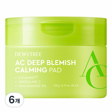 Dewtree Confezione da 6 Dischetti Lenitivi per Imperfezioni AC Deep Trace, 80 Pezzi per Pelle Grassa con Niacinamide come Ingrediente Principale, 190g - Product Image 1
