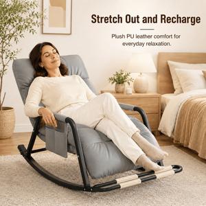 Sillón Reclinable Ajustable con Reposapiés Plegable, Cojín de Cuero PU, para Interiores y Exteriores - Product Image 4