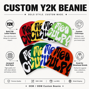 Custom Streetwear Fashion Beanie Unisex Knitted Winter <b>Hat</b> Embroidered Logo Acrylic Cuffed Skull <b>Cap</b> OEM ODM - Product Image 5