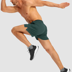 Shorts de course pour hommes, couleur gris, taille élastique, style streetwear, pour la gym, le fitness et la course à pied, pour adultes, en promotion. - Product Image 1