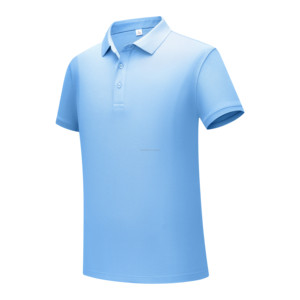 Polo pour homme de haute qualité, bleu, 72% coton, 27% polyester, couleur unie, logo personnalisé, tissu gaufré, livraison DDP - Product Image 3