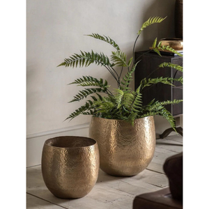 Maceta Redonda de Metal Dorado Estilo Mid-Century, Macetero Interior Moderno y Elegante para Plantas Verdes, Uso en Escritorio - Product Image 5