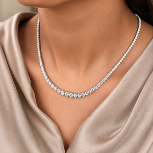 Collar de tenis de 10 quilates con diamantes cultivados en laboratorio, oro macizo de 14 quilates, corte brillante, diamantes VVS, regalo minimalista, collar Riviera - Product Image 5