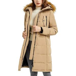 Manteau d'hiver long en duvet pour femme, coupe slim, chaud, coupe-vent, style élégant, col en fourrure véritable, logo personnalisé, luxe - Product Image 2