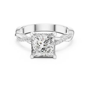 princess cut two carat Lab grown diamond ring eighteen <b>karat</b> solid gold hidden halo unisex engagement band luxury wedding party - Product Image 3