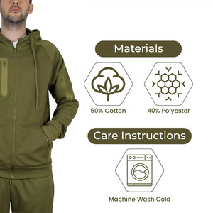 Ensemble de survêtement décontracté à capuche pour homme, coupe classique, personnalisable, séchage rapide, respirant, pour l'entraînement et le fitness, couleur unie - Product Image 5