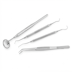 Kit Básico de Exploración Dental Manual con Espejo, Pinzas y Explorador de Acero Inoxidable de Grado Quirúrgico y Empuñadura Ergonómica - Product Image 1