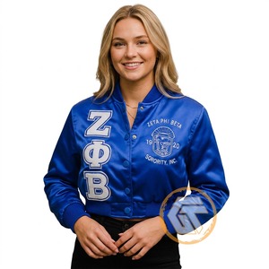 Chaqueta Universitaria Personalizada Zeta Phi Beta de GREEK TREASURES, Ropa de Hermandad, Alta Calidad, Transpirable, Satén, Bordado, para Mujer - Product Image 1