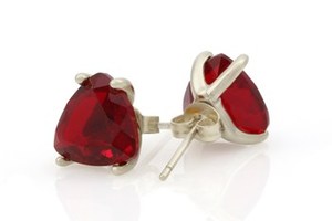 Boucles d'oreilles clous en argent sterling 925 massif, garnet rouge naturel taille triligne facettée, pierres semi-précieuses, bijoux fins, vente chaude - Product Image 5