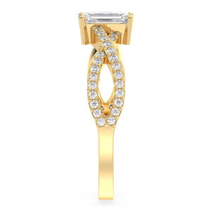 Bagues de fiançailles en moissanite taille émeraude 0,72 carat REYES, prix de gros, en or jaune massif 14 carats, bijoux de mariage pour femmes - Product Image 4