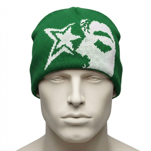 Customizable High Quality Unisex <b>Beanie</b> Hat 100% Cotton Fleece Breathable <b>Waterproof</b> 3D Embroidery Multi-Color Options Latest - Product Image 1