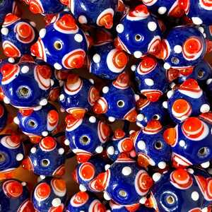 Perles en verre soufflé bleues, rouges et blanches, rondes, en vrac, pour la fabrication de bijoux, emballage en vrac - Product Image 1