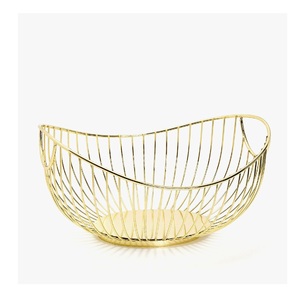 Panier à fruits en fil de fer au design géométrique, couleur or, finition brillante, support à fruits moderne, dernière arrivée, rangement pour fruits - Product Image 3