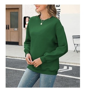 Nouvel Arrivage – Sweat-shirt en Coton Confortable et Décontracté pour Femme, Col Rond, Manches Longues, Épaules Tombantes, Couleur Unie, de Luxe, Origine Bangladesh - Product Image 3