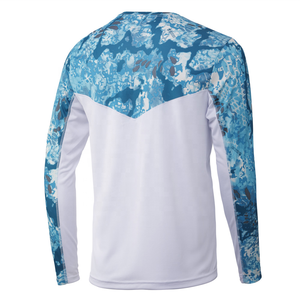 Camisa de Pesca de Manga Larga para Hombre, Estampado de Camuflaje Azul, Protección UPF 50 Anti-UV, Top de Poliéster - Product Image 1