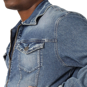 OEM <b>Custom</b> Premium <b>Denim</b> <b>Jacket</b> Casual Waterproof Breathable Embroidered Button Fly Stonewashed Distress Professional Fades - Product Image 6