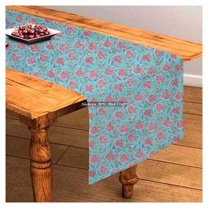 Indian Floral Printed Woven Bohemian Style Eco-Friendly Cotton Table <b>Runner</b> for Home and Wedding Events - Product Image 5