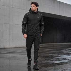 Chaqueta Cortavientos con Capucha, Diseño de Bloques de Color Sólido, Traje Deportivo Unisex, Logotipo Personalizado, Etiqueta Privada, Entrenamiento, Impermeable, Ligero - Product Image 6
