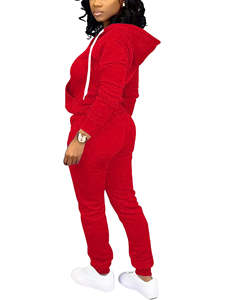 Conjunto Deportivo de Invierno para Mujer, Talla Grande, Color Sólido, 100% Algodón, Sudadera con Capucha y Pantalones Jogger de Dos Piezas - Product Image 6