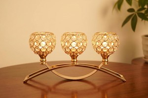 Candelabro de Metal de Lujo Personalizado con 3 Cabezas, Dorado y Plateado, para Velas de Té, Centro de Mesa para Bodas - Product Image 3