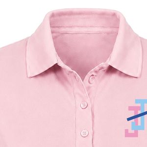 เสื้อโปโลปักโลโก้ Pink JJ สำหรับผู้หญิง แขนสั้น คอปกคลาสสิก ติดกระดุม ชุดลำลองแบบสปอร์ตสั่งทำได้ - Product Image 2