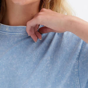 Camiseta Casual para Mujer con Lavado Ácido, Venta al por Mayor, Alta Calidad, 100% Algodón, Impresión Personalizada, Corte Regular, Lisa, Duradera, para Ejercicio - Product Image 3