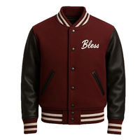 Blouson universitaire en laine tendance 2026, coupe oversize, col montant, logo frontal, patch personnalisé, fournisseur en gros