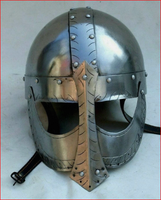Casque nasal Viking médiéval traditionnel en acier plaqué argent sculpté pour costume d'armure