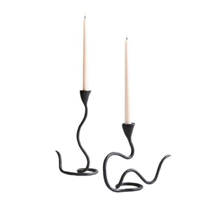 Portavelas de metal negro con forma de serpiente, decoración artística para frascos de velas de mármol, decoración de mesa - Product Image 1