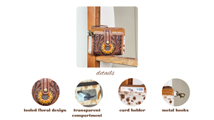 Customize Vintage Designer Hand <b>Tooled</b> <b>Leather</b> Coin Purse for <b>Pouch</b> Credit Card Holder Short Genuine Cow <b>Leather</b> Portable Wallet - Product Image 3