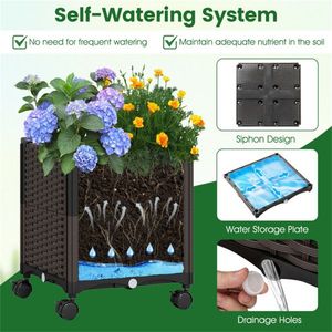 Arche de jardin auto-arrosante 2-en-1 avec bacs à plantes, 8 roues verrouillables, métal enduit de PE - pour mariages - Product Image 6