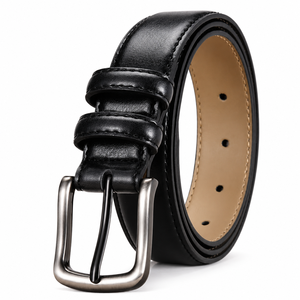 Cinturón Clásico de Cuero Genuino Marrón para Hombre, Diseñado con Material de Piel de Vacuno de Primera Calidad y Hebilla Rectangular Plateada Resistente - Product Image 3