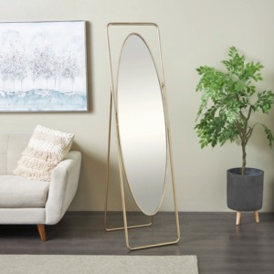 Oval Shape Gold Finished <b>Metal</b> <b>Frame</b> Floor Mirror Ideal for Retail Display Boutique and Commercial Interior Decor From India - Product Image 6