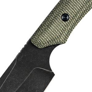 Cuchillos de hoja fija con mango texturizado verde oliva, hoja negra y funda protectora negra con clip para cinturón para uso en exteriores. - Product Image 4