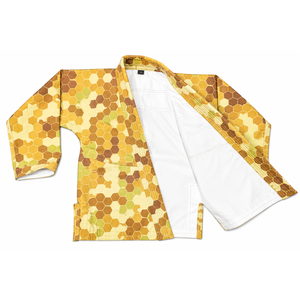 Kimono BJJ unisexe, design hexagonal jaune brun, coupe régulière, respirant, 100% coton, uniforme d'arts martiaux, Gi adulte, vêtements de Jiu Jitsu - Product Image 4