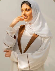 Daily Wear Womens Modest Coat Style Saudi Nida Full Covered Maxi Abaya Prayer Wear Hijab Niqab Polyester High Neck Handmade - Product Image 3