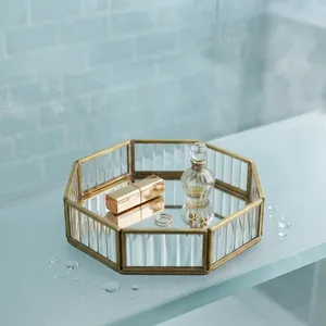ARTISAN DESIGN Luxury Modern Mirrored Vanity <b>Tray</b> Gold Metal Decorative Jewelry <b>Perfume</b> Organizer Bathroom Desk Home - Product Image 2
