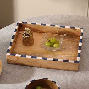 Bandeja ovalada de madera hecha a mano para servir y decorar el hogar, y tabla de madera para cortar chocolate y servir alimentos. - Product Image 5