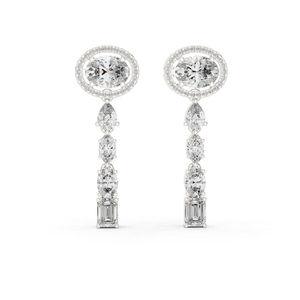 Pendientes de Oro Amarillo de 14K con Diamantes de Corte Esmeralda/Marquesa/Pera/Ovalado para Mujer, Ideales para Aniversario |   Diamante Cultivado Nuevo - Product Image 2