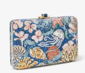 Bolso de mano con cuentas hecho a mano con diseño de vida marina, bolso de lujo clásico y moderno para mujer, ideal para fiestas nocturnas y bodas. - Product Image 4