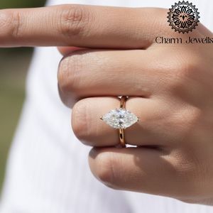 Bague de fiançailles Charm Jewells en moissanite taille coussin, certifiée IGI, 3 grammes, en argent plaqué or rose, sertie à griffes, pour femme - Product Image 6