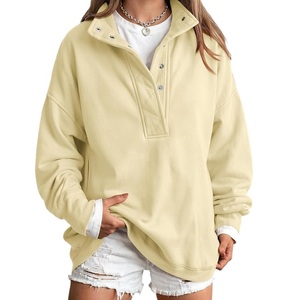 Sudadera clásica para mujer, 100% algodón, tejido de rizo, 280-300 GSM, color sólido, con botones frontales o estampado, proveedor de Bangladesh. - Product Image 2