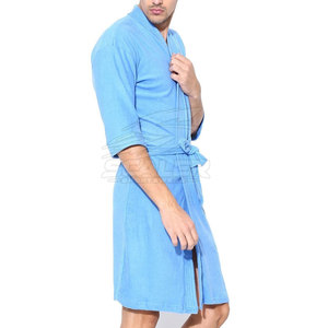 Peignoir classique pour homme à manches longues en coton 100% doux et à séchage rapide pour la maison, l'hôtel, le spa, la station balnéaire, la douche, les voyages, les week-ends - Product Image 5