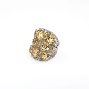 925 Sterling Silver Natural <b>Citrine</b> <b>Ring</b> Rhodium Plated OEM ODM Fine Jewelry - Product Image 4