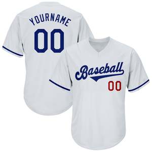 Maillot de baseball haut de gamme pour le jour du match, personnalisable avec numéro et nom du joueur, col en V, passepoil contrastant, vêtements d'équipe athlétique, fournisseur OEM de vêtements - Product Image 1