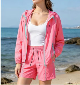 Women Premium Polyester Two Piece Short Set Soft Comfortable Casual Hooded Breathable Daily Wear Lightweight Summer Outfit - Product Image 5