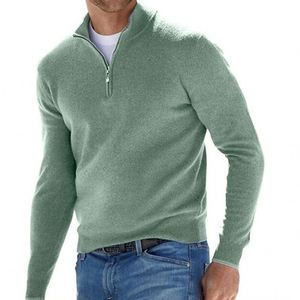 Suéter de Punto Blanco para Mujer, Cuello Alto, Cierre de Cremallera, Manga Larga, Casual, Invierno, Color Sólido, 100% Algodón, Corte Regular - Product Image 5