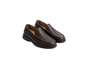 Brown Leather Loafers Round <b>Toe</b> Slip-On Comfort Lightweight Cushioned Rubber Midsole Rubber Outsole All Seasons Wear - Product Image 6