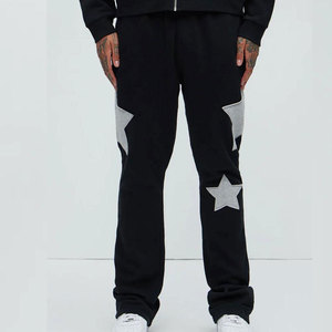 Ensemble de survêtement unisexe noir à capuche coupe-vent 2-en-1 avec appliqué étoile, streetwear en coton, sweat-shirt et pantalon de jogging, coupe ample pour l'automne - Product Image 5